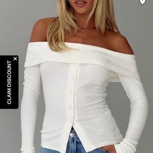 PRINCESS POLLY Off-Shoulder White Top